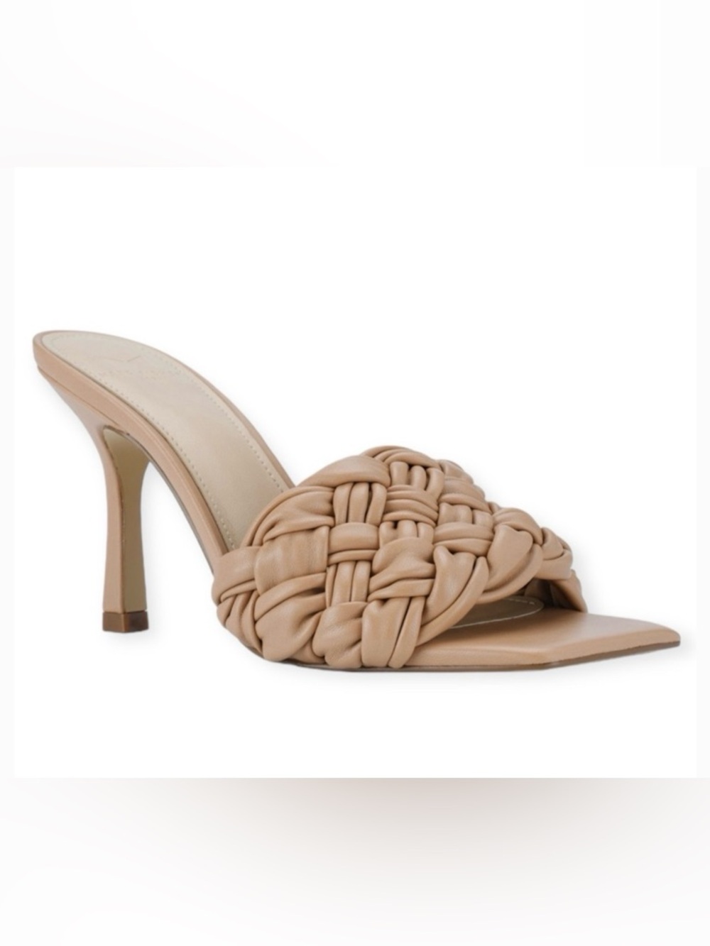 Marc Fisher Woven Open-Toe Mule in Tan